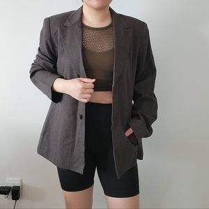 Vintage boxy oversized 95% wool Blend blazer suit gray Size Medium slit pockets